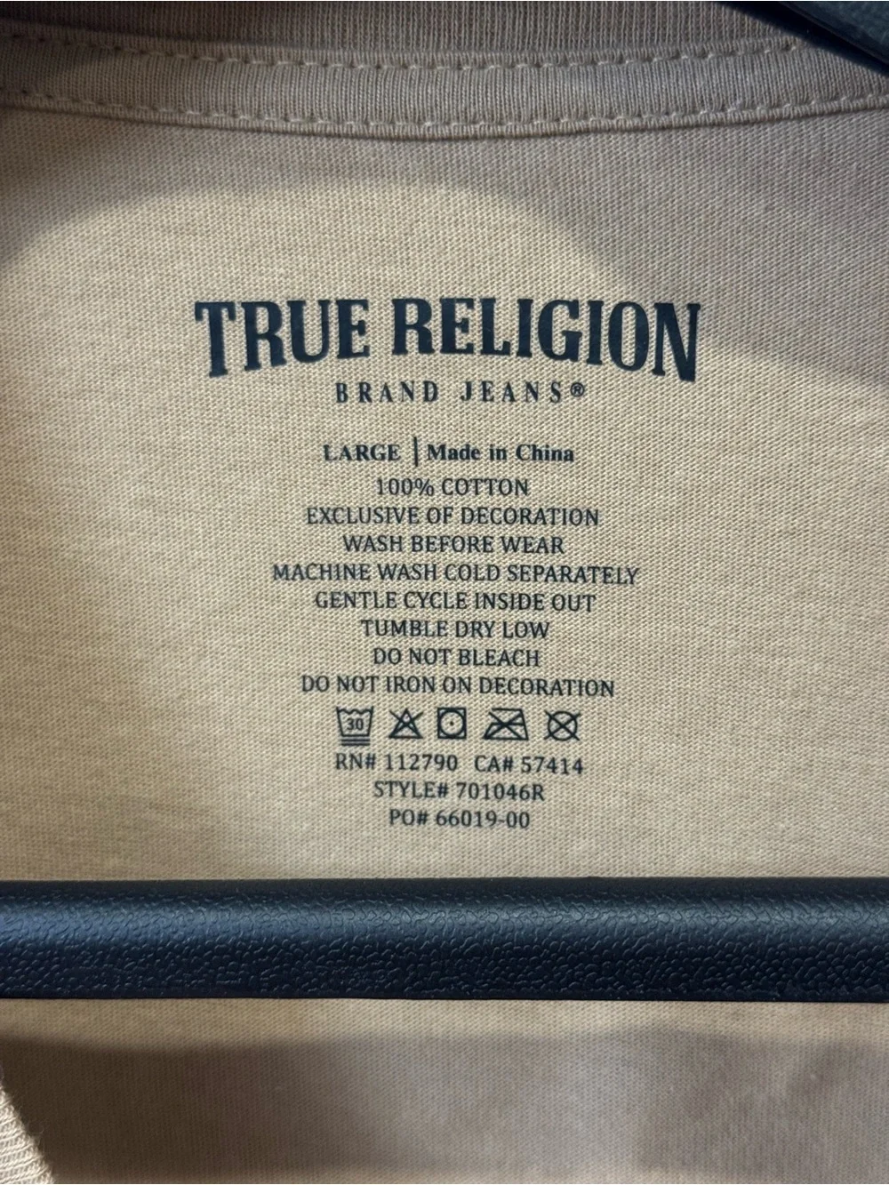 Men’s True Religion Buddha Tee L 100% Cotton